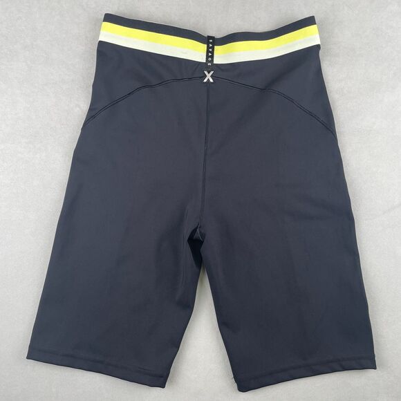 Savage X Fenty Shorts Womens XS Black Yellow Bike Compression Athletic Gym Logo - Picture 2 of 7